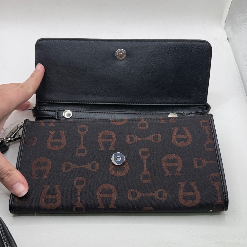 NWT Vtg Etienne Aigner Crossbody Convertible Clutch Wristlet Purse Brown Black - Picture 3 of 16